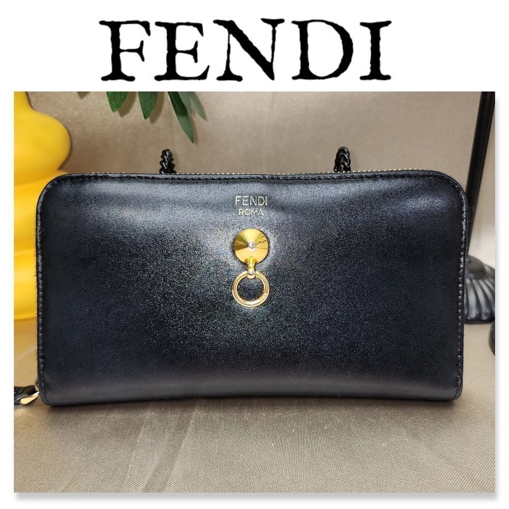 Authentic Fendi Vitello Liberty Century Lucido By The Way Zip Around Wallet